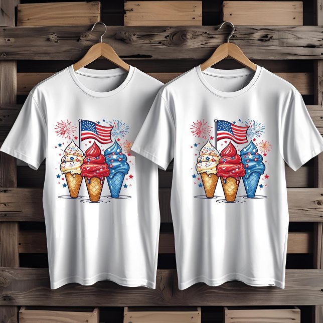 4. Juli Eiscreme USA Flagge Männer T - Shirt (Von Creator hochgeladen)