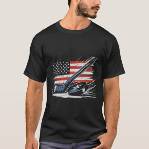 4. Juli Eishockey-Schläger Puck US-Flagge Männer J T-Shirt