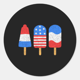 4. Juli-Eispops in Rot, Weiß und Blau - Amerikanis Runder Aufkleber