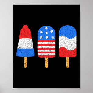 4. Juli Eiszeit Pop Red White Blue American Flag Poster