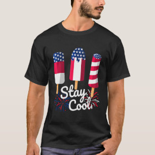4. Juli Eiszeit Pop Red White Blue American Flag T-Shirt
