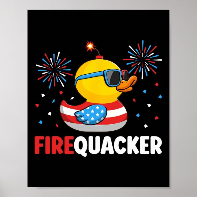 4. Juli-Ente Firequacker Patriotischer Vierter Jul Poster (Vorne)