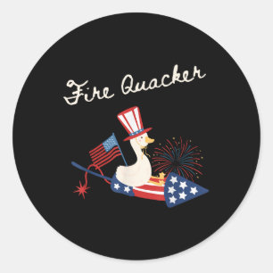 4. Juli-Enten-Feuerknaller Patriotischer Vierter J Runder Aufkleber