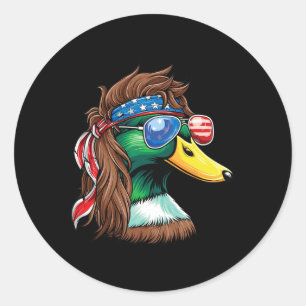 4. Juli Enten Shirt USA Flagge Funny Patriotic Du Runder Aufkleber