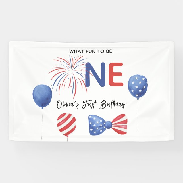 4. Juli Erste Geburtstagsfeier Banner (Horizontal)