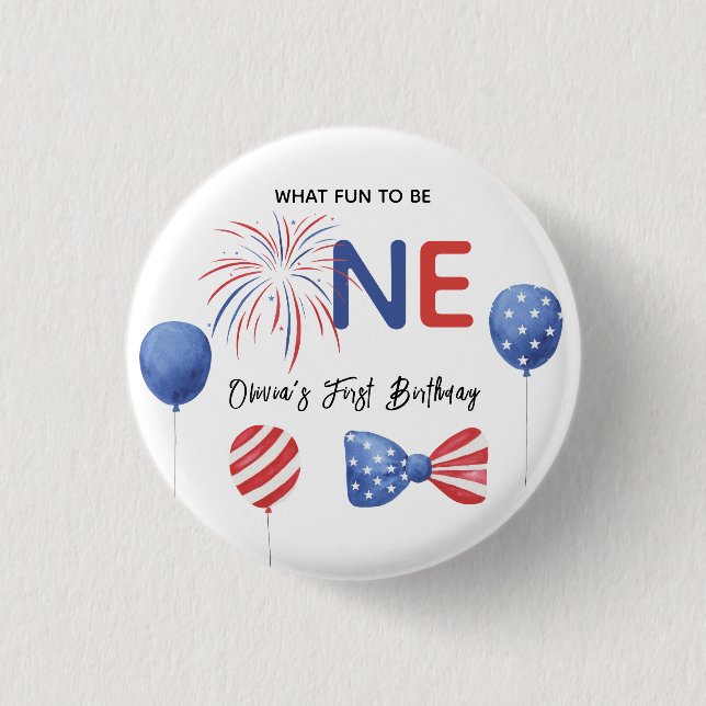4. Juli Erste Geburtstagsfeier Button (Vorderseite)