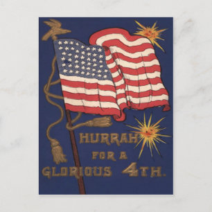 4. Juli: Explosion von Feuerwerkskörpern unter US- Postkarte