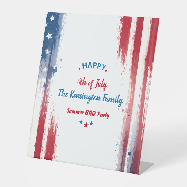 4. Juli Familienurlaub GRILLEN Party Sommerurlaub Sockelschild (Vorderseite)