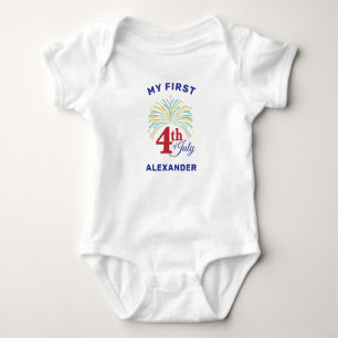 4. Juli farbiges Patriotisches Feuerwerk Baby Baby Strampler