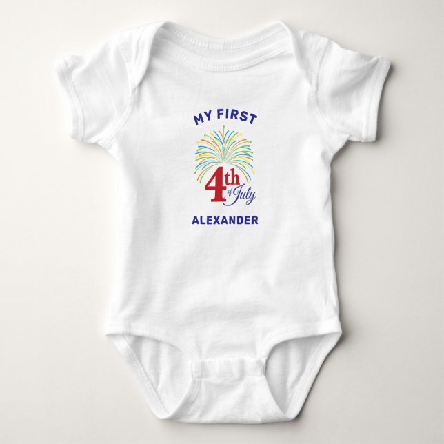4. Juli farbiges Patriotisches Feuerwerk Baby Baby Strampler (Vorderseite)
