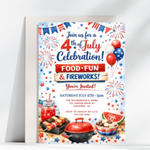4. Juli-Feier Familien-BBQ-Party Einladung