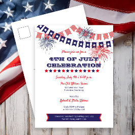 4. Juli Feierlichkeiten Feuerwerk | Jagdeinladung Postkarte