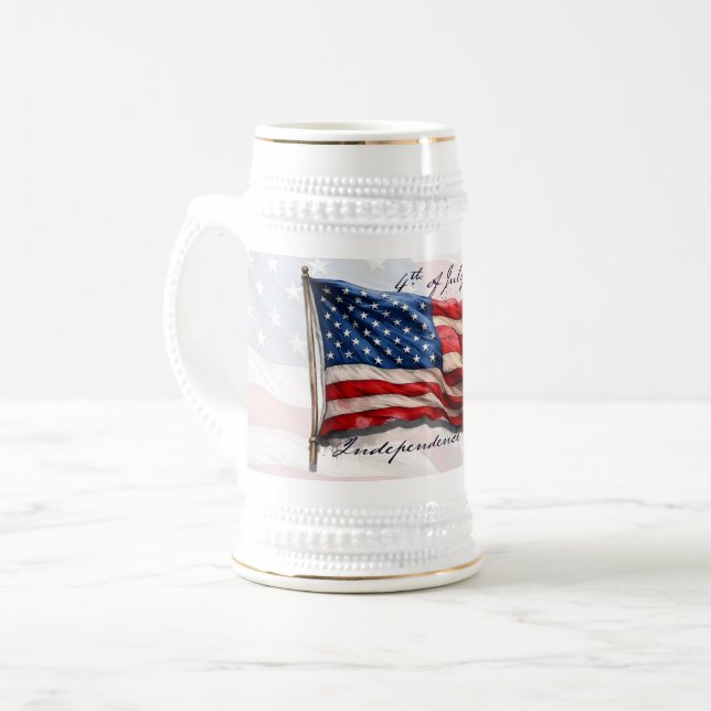 4. Juli - Feiern mit US-Flagge Bierglas (Vorderseite Links)