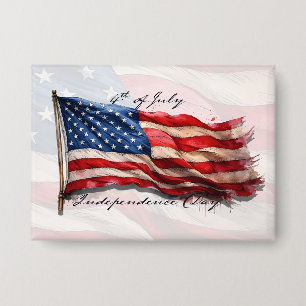 4. Juli - Feiern mit US-Flagge Button