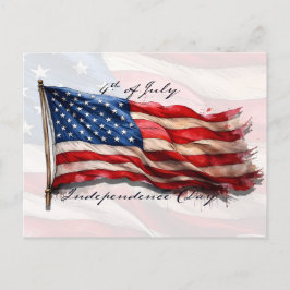 4. Juli - Feiern mit US-Flagge Feiertagspostkarte