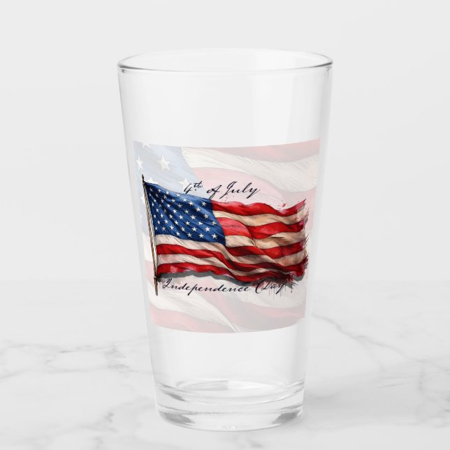 4. Juli - Feiern mit US-Flagge Glas (Vorderseite)
