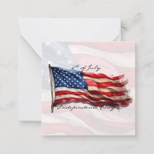 4. Juli - Feiern mit US-Flagge Mitteilungskarte (Vorderseite)