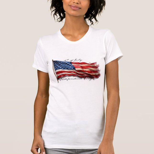 4. Juli - Feiern mit US-Flagge T-Shirt (Vorderseite)