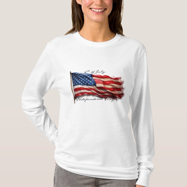 4. Juli - Feiern mit US-Flagge T-Shirt (Vorderseite)