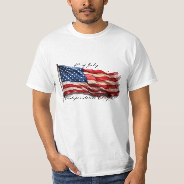 4. Juli - Feiern mit US-Flagge T-Shirt (Vorderseite)