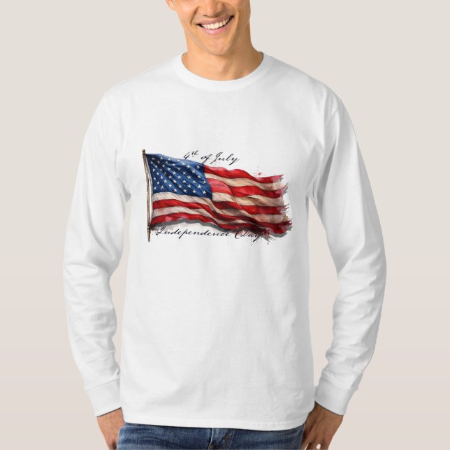 4. Juli - Feiern mit US-Flagge T-Shirt (Vorderseite)