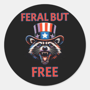4. Juli Feral aber Free Patriotic Raccoon Funny Runder Aufkleber