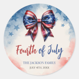 4. Juli Festival Bow Patriotic Party Runder Aufkleber