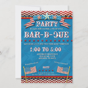 4. Juli Festivals GRILLEN Party Einladung