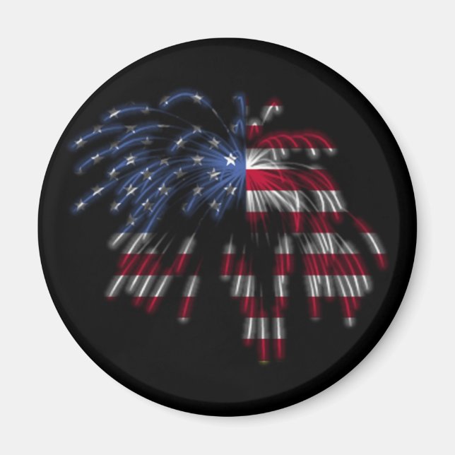 4. Juli Feuerwerk & Amerikanische Flagge in Lights Magnet (Vorne)