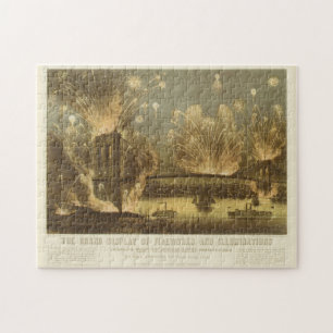 4. Juli Feuerwerk auf der Brooklyn Bridge Puzzle