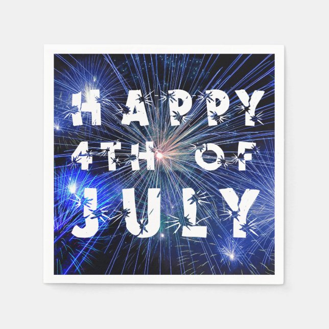 4. Juli Feuerwerk in Blue Hue Happy 4. Serviette (Vorderseite)