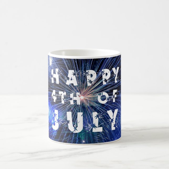 4. Juli Feuerwerk in Blue Independence Day Kaffeetasse (Mittel)