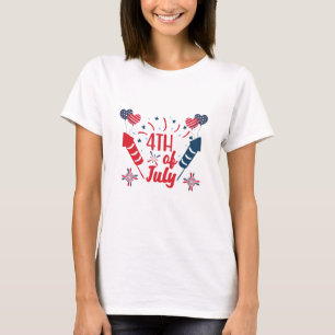 4. Juli Feuerwerk Rot Weiß Blau Patriotisch T-Shirt