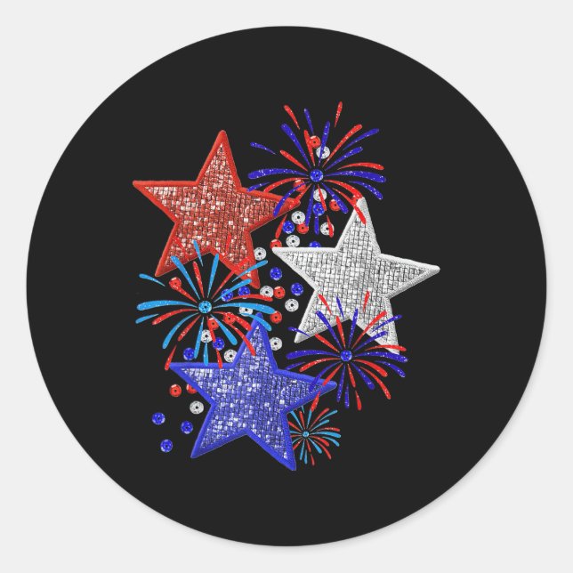 4. Juli Feuerwerk  Runder Aufkleber (Vorderseite)