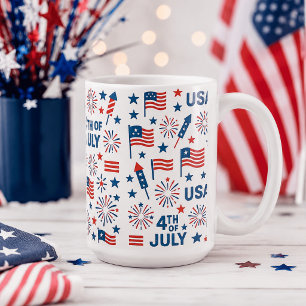 4. Juli 🇺🇸   Feuerwerk, Sterne & Amerikanisch Kaffeetasse