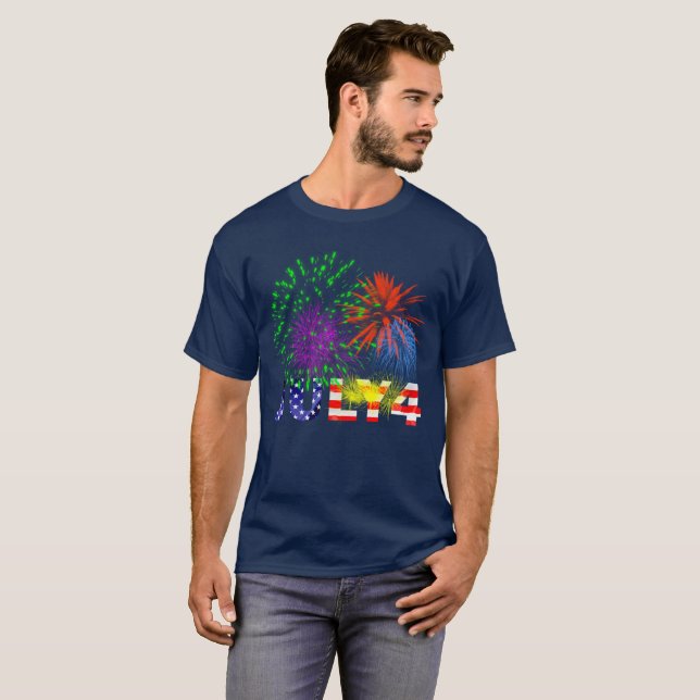 4. Juli Feuerwerk T-Shirt (Vorne ganz)