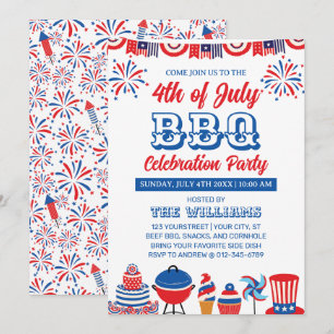 4. Juli Feuerwerk Unabhängigkeitstag BBQ Einladung