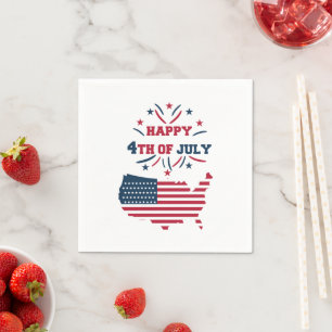 4. Juli Feuerwerk USA Rot Weiß Blau Flagge Serviette
