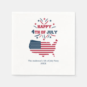 4. Juli Feuerwerk USA Rot Weiß Blau Flagge Serviette