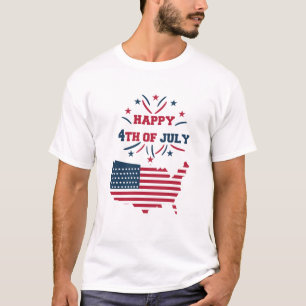 4. Juli Feuerwerk USA Rot Weiß Blau Flagge T-Shirt