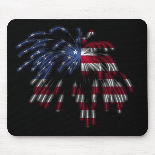 4. Juli Feuerwerke u. die amerikanische Flagge in Mousepad (Vorne)