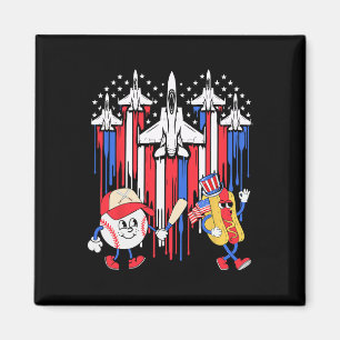 4. Juli Fighter Jet Flugzeug US Flagge Baseball Magnet