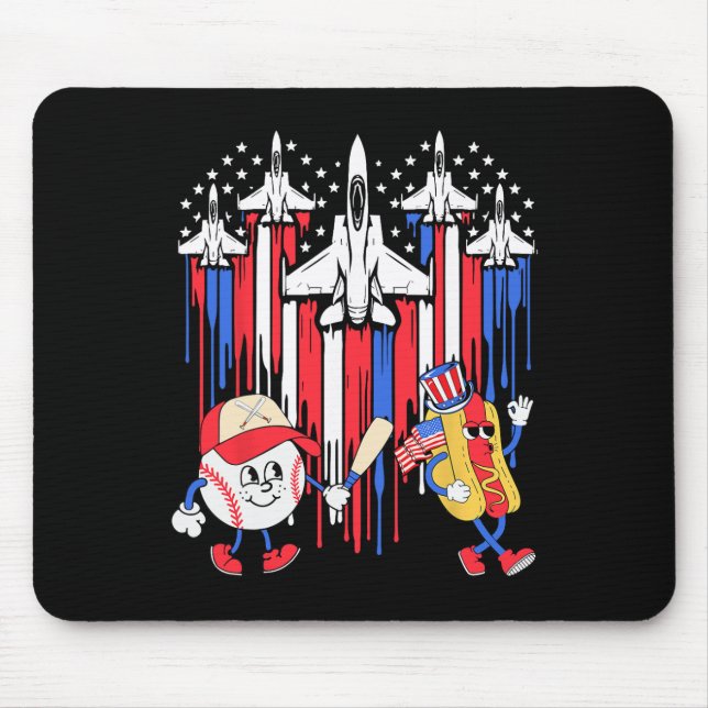 4. Juli Fighter Jet Flugzeug US Flagge Baseball Mousepad (Vorne)