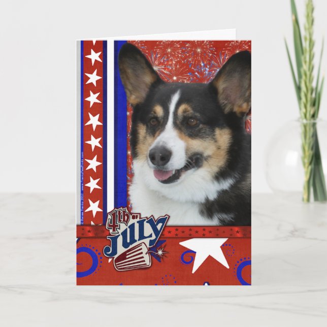 4. Juli Firecracker - Corgi Karte (Vorderseite)