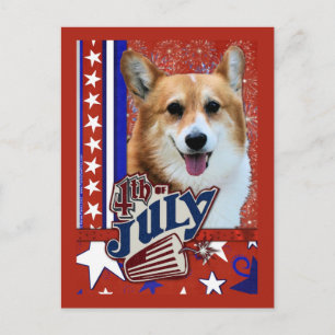 4. Juli Firecracker - Corgi Postkarte