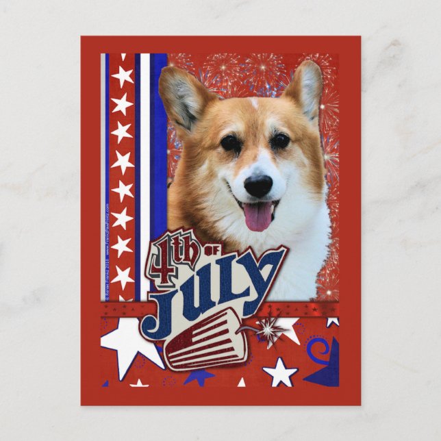 4. Juli Firecracker - Corgi Postkarte