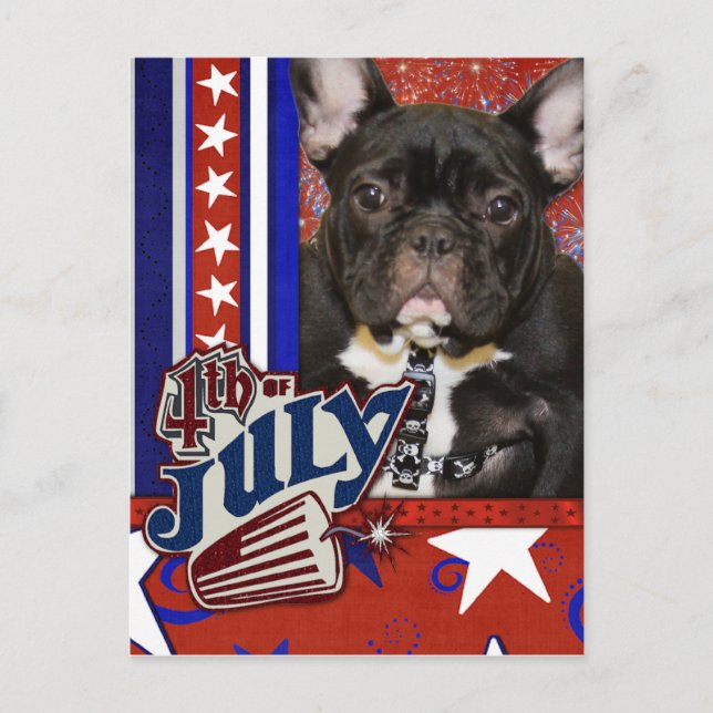 4. Juli Firecracker - French Bulldog Postkarte (Vorderseite)