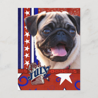 4. Juli Firecracker - Mops Postkarte