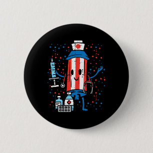 4. Juli Firecracker Nurse Funny America Scrub Button
