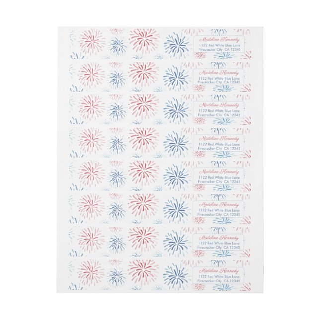 4. Juli Firecracker Red White Blue Rücksendeadress (Bogen)